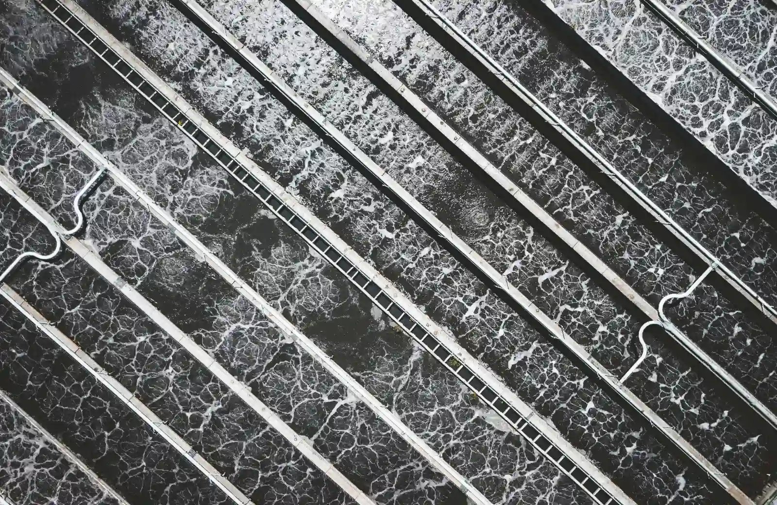 A drone POV of wastewater facilities